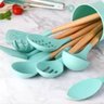Kit 12 Peças Jogo de Cozinha Utensílios Talheres Silicone com Cabo de Madeira - 3