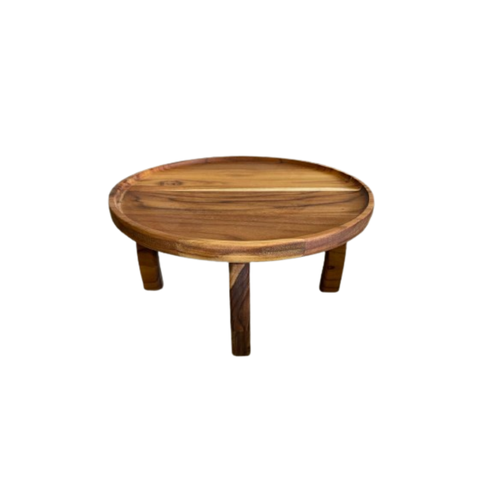 Boleira Cake Redonda Alta com Pézinho – Madeira de Teca -29,5x29,5x14cm