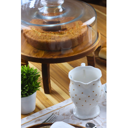 Boleira Cake Redonda Alta com Pézinho – Madeira de Teca -29,5x29,5x14cm - 3