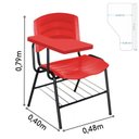 Ver imagem 3 de Kit 05 Cadeiras Universitárias com Porta Livros Cor Vermelho Prancheta Plástica