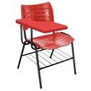 Ver imagem 2 de Kit 05 Cadeiras Universitárias com Porta Livros Cor Vermelho Prancheta Plástica