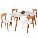 Ver imagem 2 de Conjunto Sala de Jantar Mesa 135x80cm Tampo em MDF com Vidro 4 Cadeiras Ceci Yescasa Marrom/Off Whit