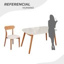Ver imagem 5 de Conjunto Sala de Jantar Mesa 135x80cm Tampo em MDF com Vidro 4 Cadeiras Ceci Yescasa Marrom/Off Whit