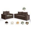 Ver imagem 3 de Conjunto Sofá de Veludo 3 e 2 Lugares Estilo Estofados Las Vegas 2,00x1,50m "marrom"