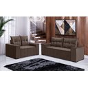 Ver imagem 1 de Conjunto Sofá de Veludo 3 e 2 Lugares Estilo Estofados Las Vegas 2,00x1,50m "marrom"