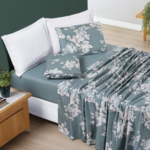 Jogo Lençol Cama Queen 4 peças Micropercal 200 fios Avere:Primavera