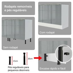 Armário de Cozinha Completa 566cm Branco/cinza Lux Madesa 01 - 11