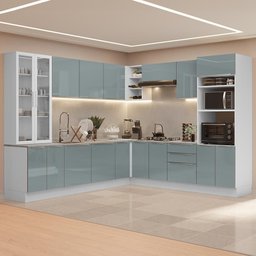Armário de Cozinha Completa 566cm Branco/cinza Lux Madesa 01 - 2