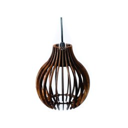 Luminária Pendente Lustre de Teto Coquinho Marrom em Madeira Mdp - 1