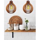 Ver imagem 3 de Luminária Pendente Lustre de Teto Coquinho Marrom em Madeira Mdp