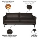 Ver imagem 3 de Sofá Decorativo Sala de Estar América 4 Lugares 260cm Couro Capuccino - Mozzelar