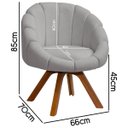 Ver mais imagens de Kit Poltrona Decorativa Orgânica Flora Base Giratória com Puff Bouclê - Sofa Store:bouclê Cinza Clar