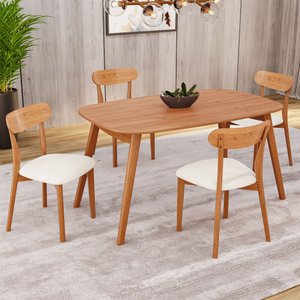 Conjunto Sala de Jantar Mesa 135x80cm Tampo em Mdf Laminado 4 Cadeiras Ceci
