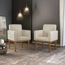 Ver imagem 4 de Kit 2 Poltronas Cadeira Reforçada - Escritório Recepção Bege