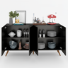 Balcão Buffet Iluminare 4 Portas Pé Retrô Black - Mobilarte Móveis - 5