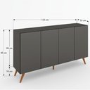 Ver imagem 4 de Balcão Buffet Iluminare 4 Portas Pé Retrô Black - Mobilarte Móveis
