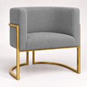 Ver mais imagens de Poltrona Decorativa Luna Bouclé Premium para Sala Escritório Recepção Base Circular em Ferro Madeira