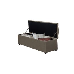 Baú Calçadeira Estofada Vitória 100 Cm Suede Bege - 2