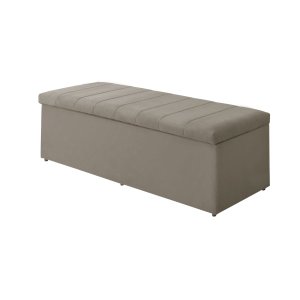 Baú Calçadeira Estofada Vitória 100 Cm Suede Bege
