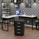 Ver imagem 2 de Conjunto de Escritório Escrivaninha em L e Gaveteiro Volante