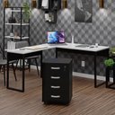 Ver imagem 4 de Conjunto de Escritório Escrivaninha em L e Gaveteiro Volante