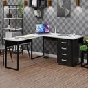 Ver imagem 1 de Conjunto de Escritório Escrivaninha em L e Gaveteiro Volante