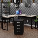 Ver imagem 3 de Conjunto de Escritório Escrivaninha em L e Gaveteiro Volante