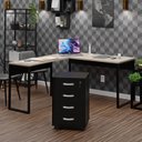 Ver imagem 2 de Conjunto de Escritório Escrivaninha em L e Gaveteiro Volante