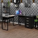 Ver imagem 1 de Conjunto de Escritório Escrivaninha em L e Gaveteiro Volante