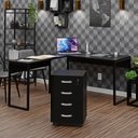 Ver imagem 3 de Conjunto de Escritório Escrivaninha em L e Gaveteiro Volante