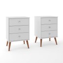 Ver imagem 1 de Conjunto 2 Mesas de Cabeceira Mix 3 Gavetas Branco