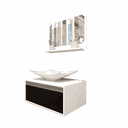 Ver imagem 1 de Kit Gabinete Maranata Espelheira+balcao+ Cuba Branco C/ Fresno Negro - Gabinetto