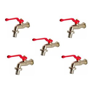 Kit 5 Torneiras Esfera De Jardim C/ Bico Uso Geral 1/2 X 3/4:Não se aplica/Cromo