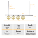 Ver imagem 5 de Lustre Pendente Figo Prata- 4 Globos Esfera de Vidro Âmbar