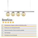 Ver imagem 6 de Lustre Pendente Figo Prata- 4 Globos Esfera de Vidro Âmbar