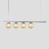 Lustre Pendente Figo Prata- 4 Globos Esfera de Vidro Âmbar - 1