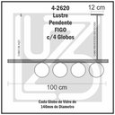 Ver mais imagens de Lustre Pendente Figo Prata- 4 Globos Esfera de Vidro Âmbar