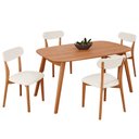Ver imagem 2 de Conjunto Sala de Jantar Mesa 135x80cm Tampo em MDF Laminado 4 Cadeiras Ceci Yescasa Marrom/Off White