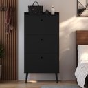 Ver imagem 3 de Kit Quarto Sapateira 3 Gavetas Basculantes Preto e Mesinha Lateral Pequena Nicho Cinza/Cinamomo