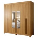 Ver imagem 2 de Guarda-Roupa Casal 6 Portas 4 Gavetas MDF com Pés e Espelho Liss Marrom/Cinamomo