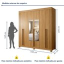 Ver imagem 3 de Guarda-Roupa Casal 6 Portas 4 Gavetas MDF com Pés e Espelho Liss Marrom/Cinamomo
