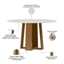 Ver imagem 5 de Mesa Redonda Belly Tampo de Vidro 135cm Ypê Off White N01 com 6 Cadeiras Ávila Suede Bege - Lyam Dec