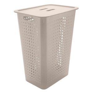 Cesto de Roupa Bege 47 L com Tampa 41 X 31 X 55 Cm