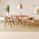 Ver imagem 1 de Conjunto de Mesa Redonda 100cm com 4 Cadeiras Gaia Bege/Freijó