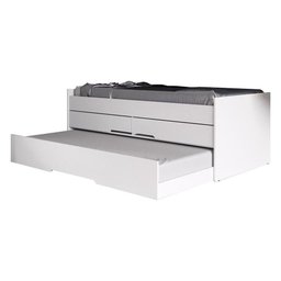 Cama Bicama Solteiro Juliette com Auxiliar e Gavetas Branco - 3