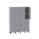 Ver imagem 3 de Armário Locker Guarda Volume Aço Light 8 Portas 138x179,5cm com Prateleira Interna Cinza