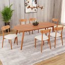 Ver imagem 1 de Conjunto Sala de Jantar Mesa 180x80cm Tampo em MDF Laminado 6 Cadeiras Ceci Yescasa Marrom/Off White