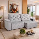Ver imagem 1 de Sofá com Chaise Sirius 2 Lugares Retrátil e Reclinável 290cm Cinza