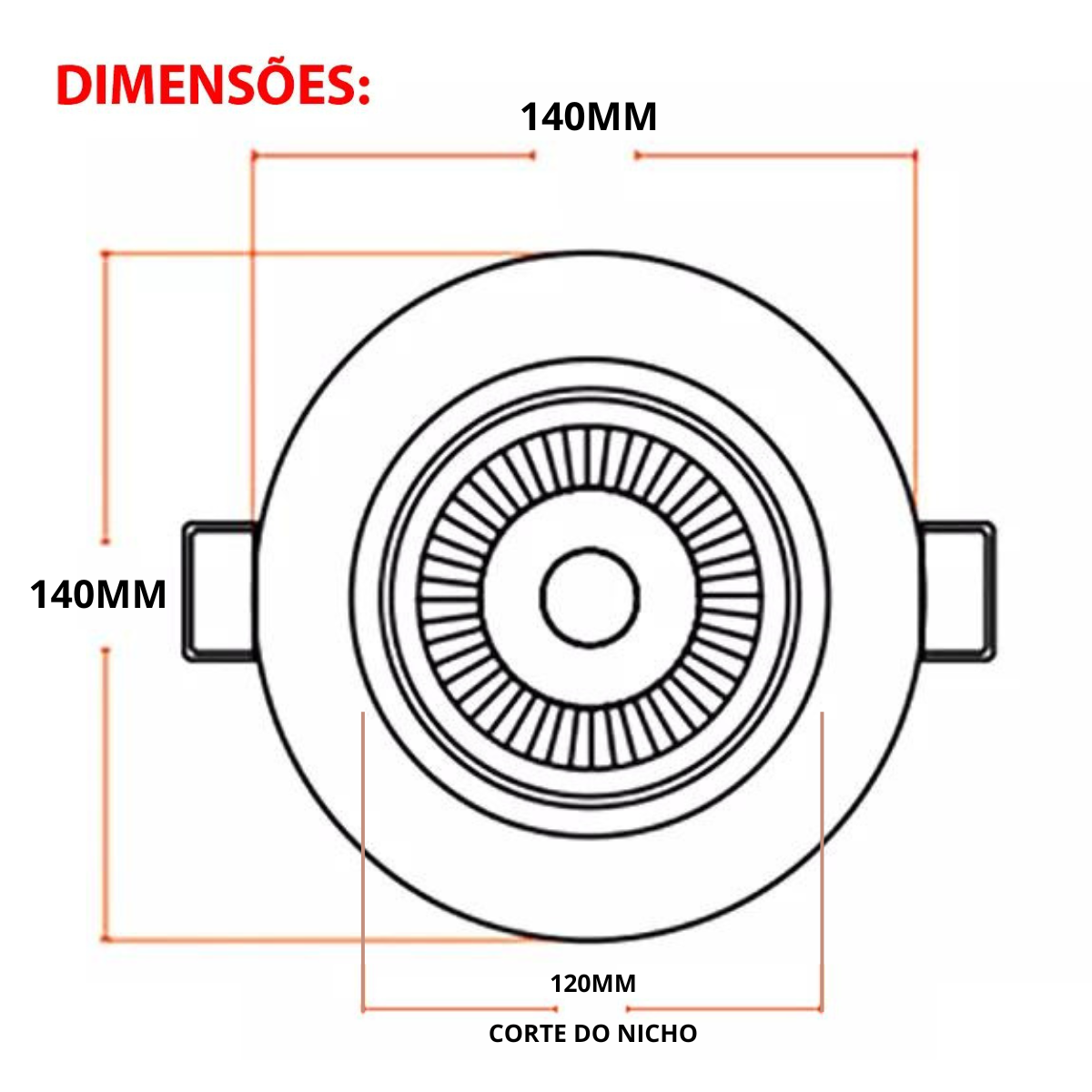 Kit 03 Spot Embutir Branco Galaxy Redondo 3000k 12w 13x13cm - 3