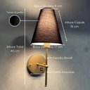 Ver imagem 4 de Arandela de Parede Clássico Alumínio Interruptor com Cúpula Tecido Algodão Ref 05